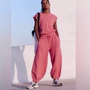 FREE PEOPLE Movement Claret Raspberry Pink Throw And Go Onesie